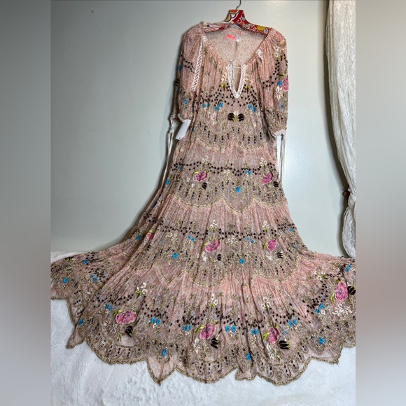 Free People Party Rosalie Beaded Tassels Embroidered Maxi Dress - Picture 6 of 10